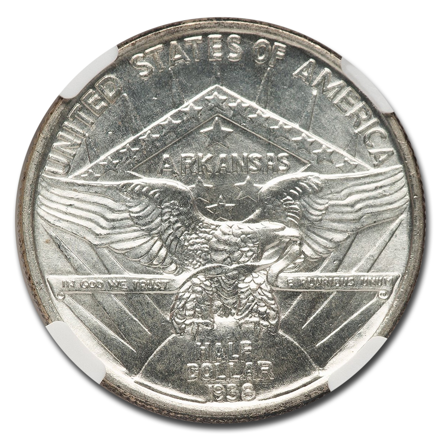 『NGC MS62』アーカンソー州100周年ハーフダラー銀貨（1938年） 1938 Arkansas Centennial Commemorative Half Dollar MS-66+